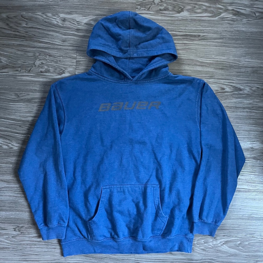 Bauer Hockey Hoodie Blue Pullover Fleece Logo Sweatshirt SS4001YP XL/TG